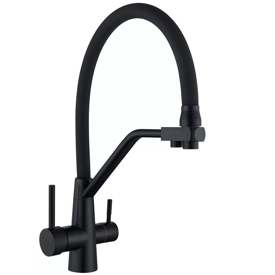 Смеситель для кухни Wezer INX4A-08-BLACK на две воды Черный (157864)