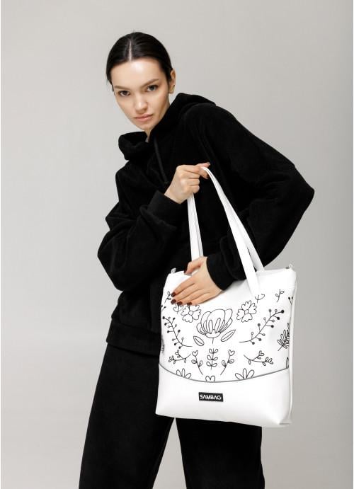 Женская сумка-шопер Sambag Bloom Белый (970034730)