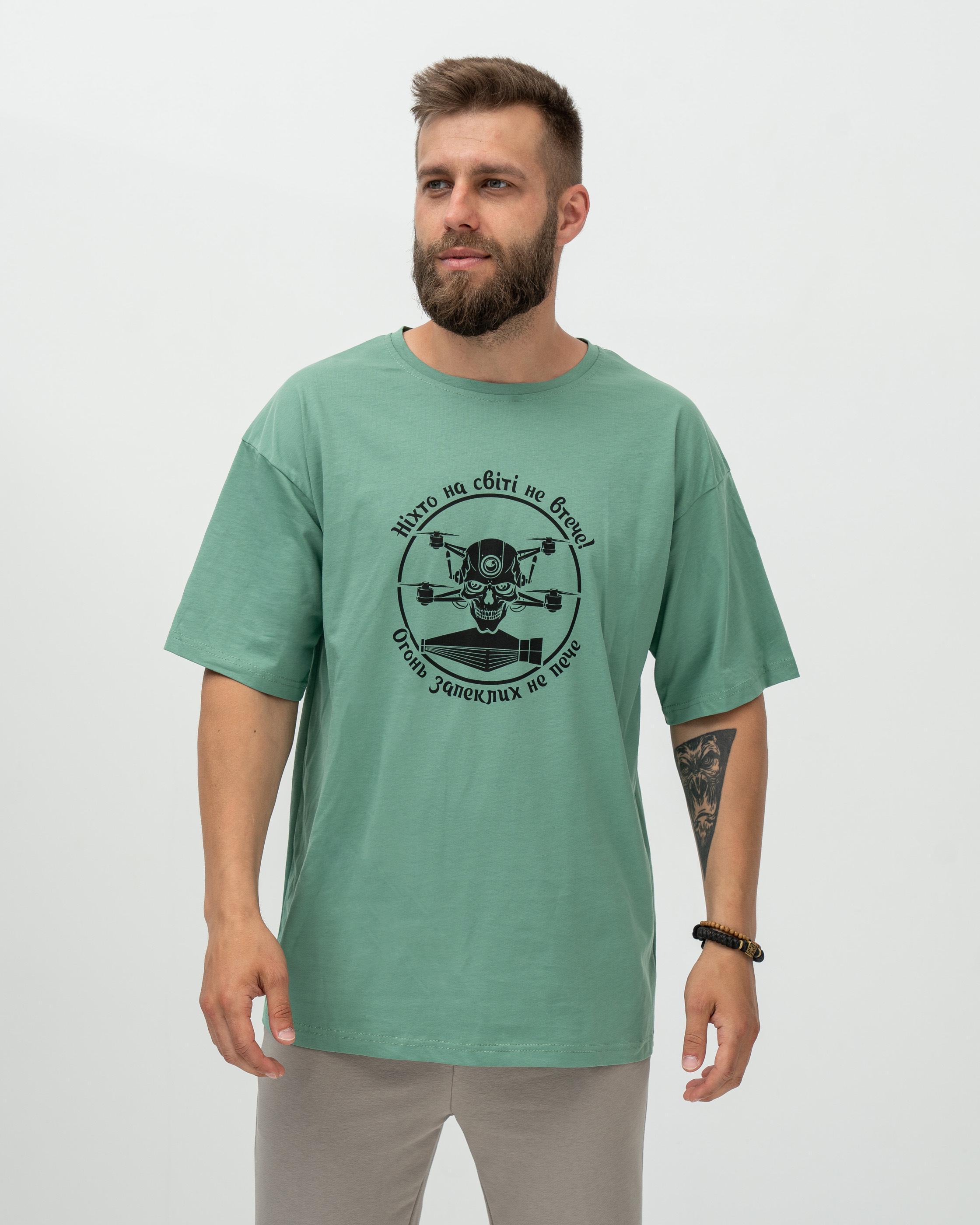 Футболка Red and Dog Oversize "Ніхто не втече!" L Olive