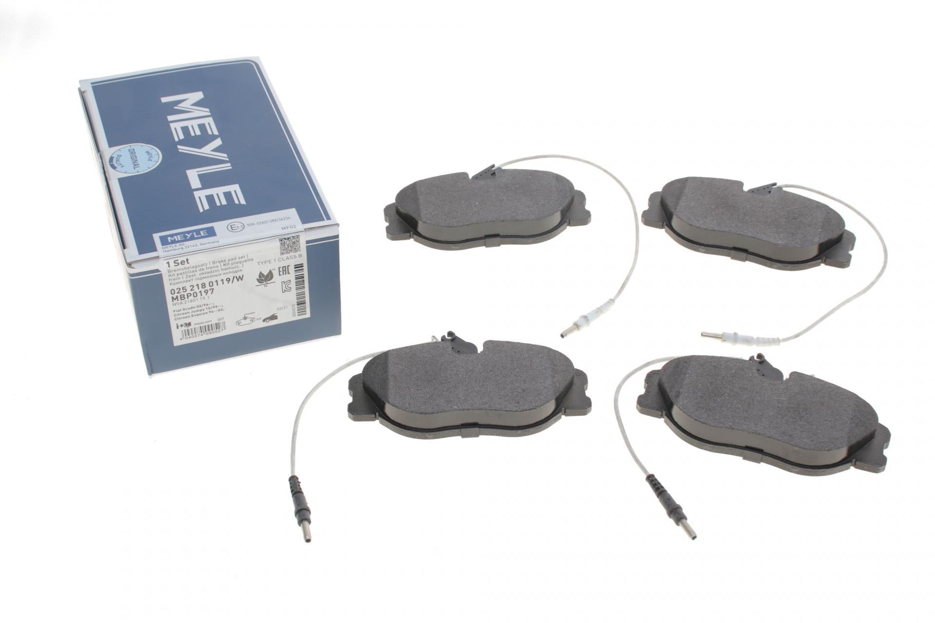 Гальмівні колодки передні Meyle для Fiat Scudo 96- з датчиком (025 218 0119/W)