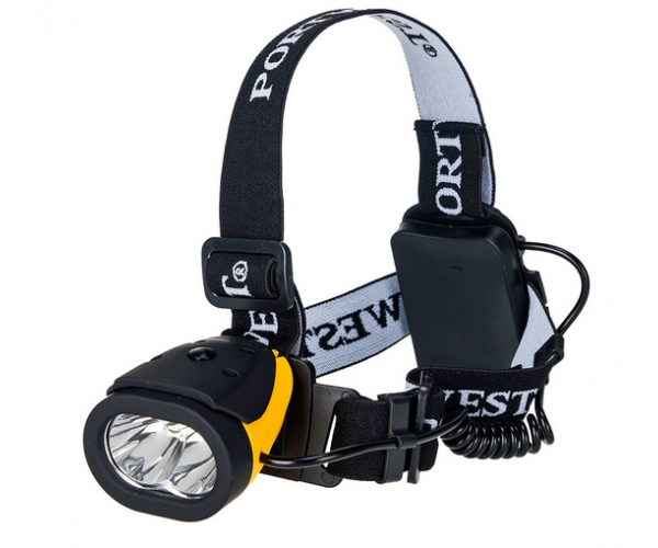 Фонарь налобный PORTWEST PA63 Dual Power с двойной мощностью Черно-желтый (PA63YBR)