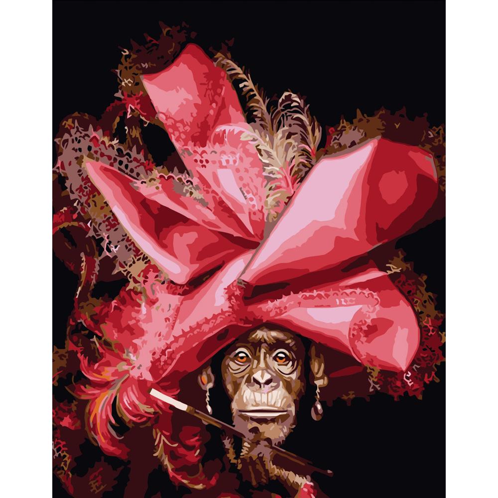 Картина за номерами Strateg Преміум Гламурна мавпа 40x50 см (DY254)