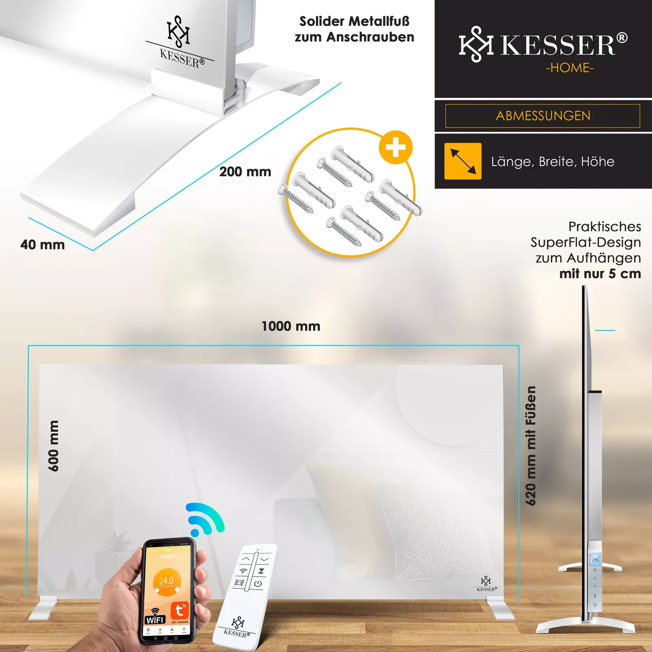 Инфракрасный обогреватель KESSER 50°C 600 Вт (225852449725-600) - фото 6 Инфракрасный обогреватель KESSER 50°C 600 Вт (225852449725-600) - фото 6