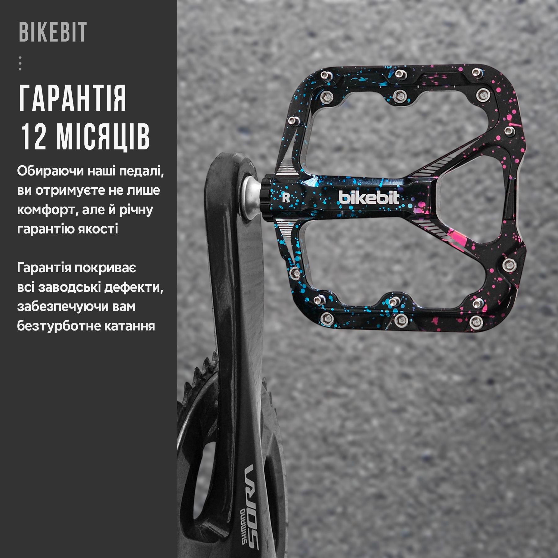 Педалі велосипедні BIKEBIT JT88 3 пром-підшипника/Cartridge Axle/алюмінієві Чорно-червоний (BB-JT88-5420) - фото 8