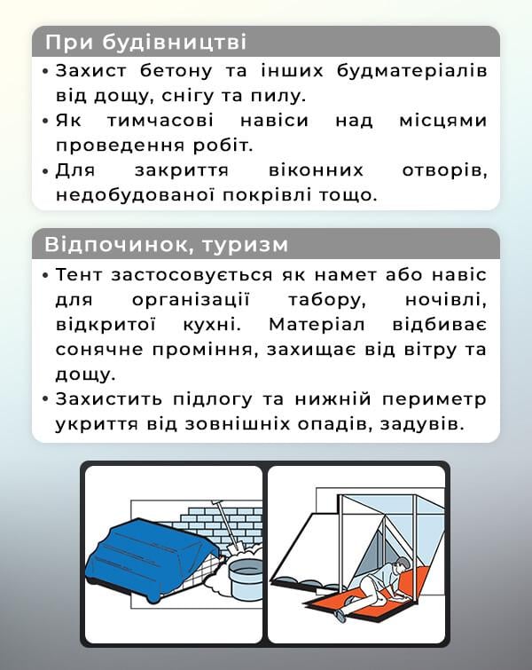 Тент універсальний 4х6 м Сірий 2 шт. (5586) - фото 4