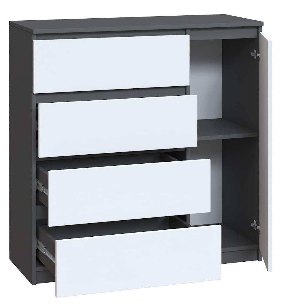 Комод Мастер Форм Брайт ДСП 4/1 телескопічні напрямні правосторонній 1000х376х950 мм Антрацитовий/Білий (20130) - фото 2 Комод Мастер Форм Брайт ДСП 4/1 телескопічні напрямні правосторонній 1000х376х950 мм Антрацитовий/Білий (20130) - фото 2