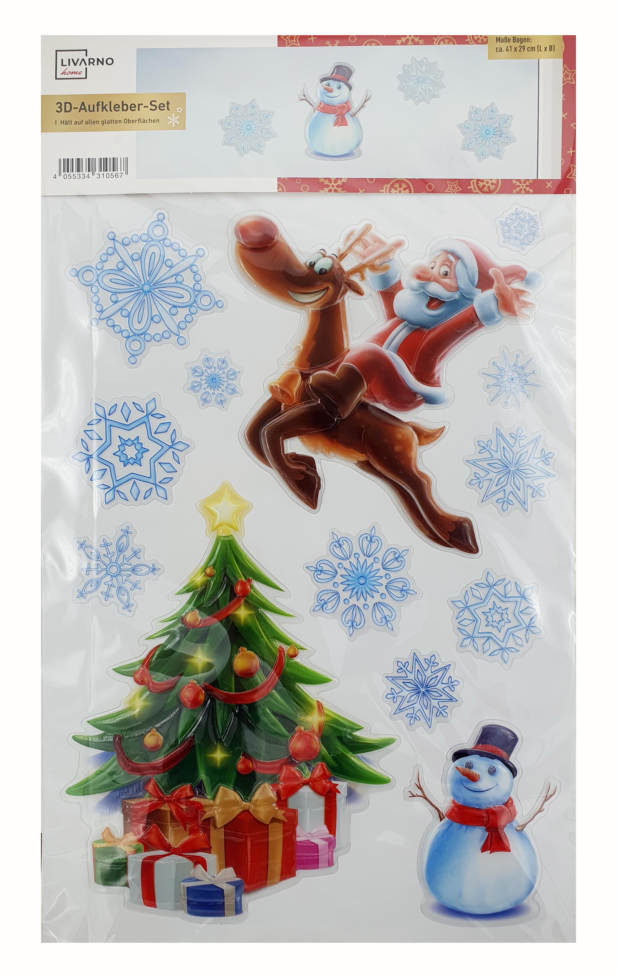 Новогодние наклейки на окна многоразовые Livarno Home 9 шт. 38х30 см (P1-00285)