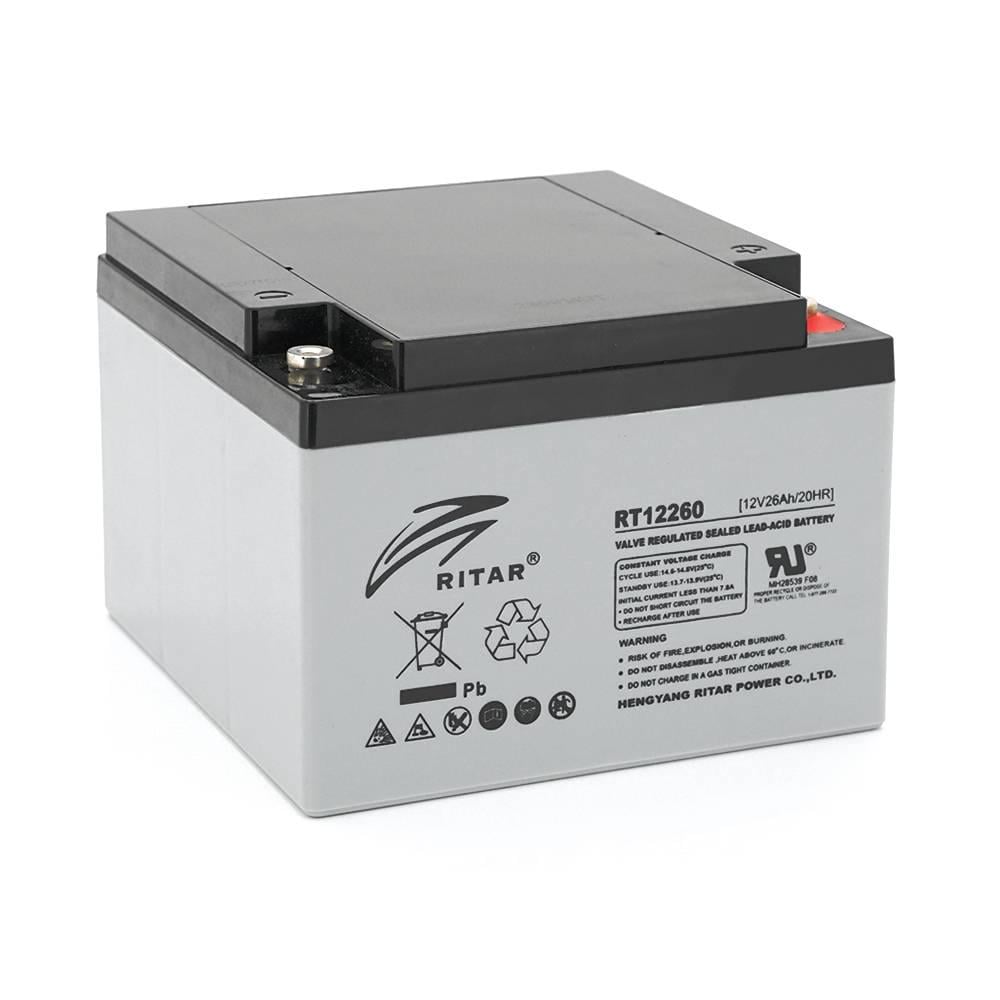 Батарея акумуляторна AGM RITAR RT12260 12V 26,0Ah Q1 166x178х125 мм Gray (40927)