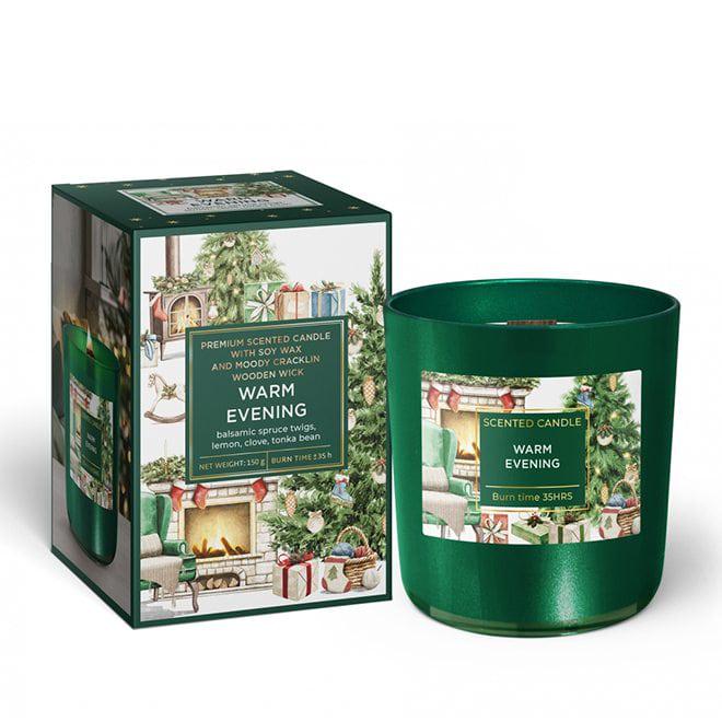 Ароматическая свеча Flora Winter Time Warm Evening с деревянным фитилем (28880)