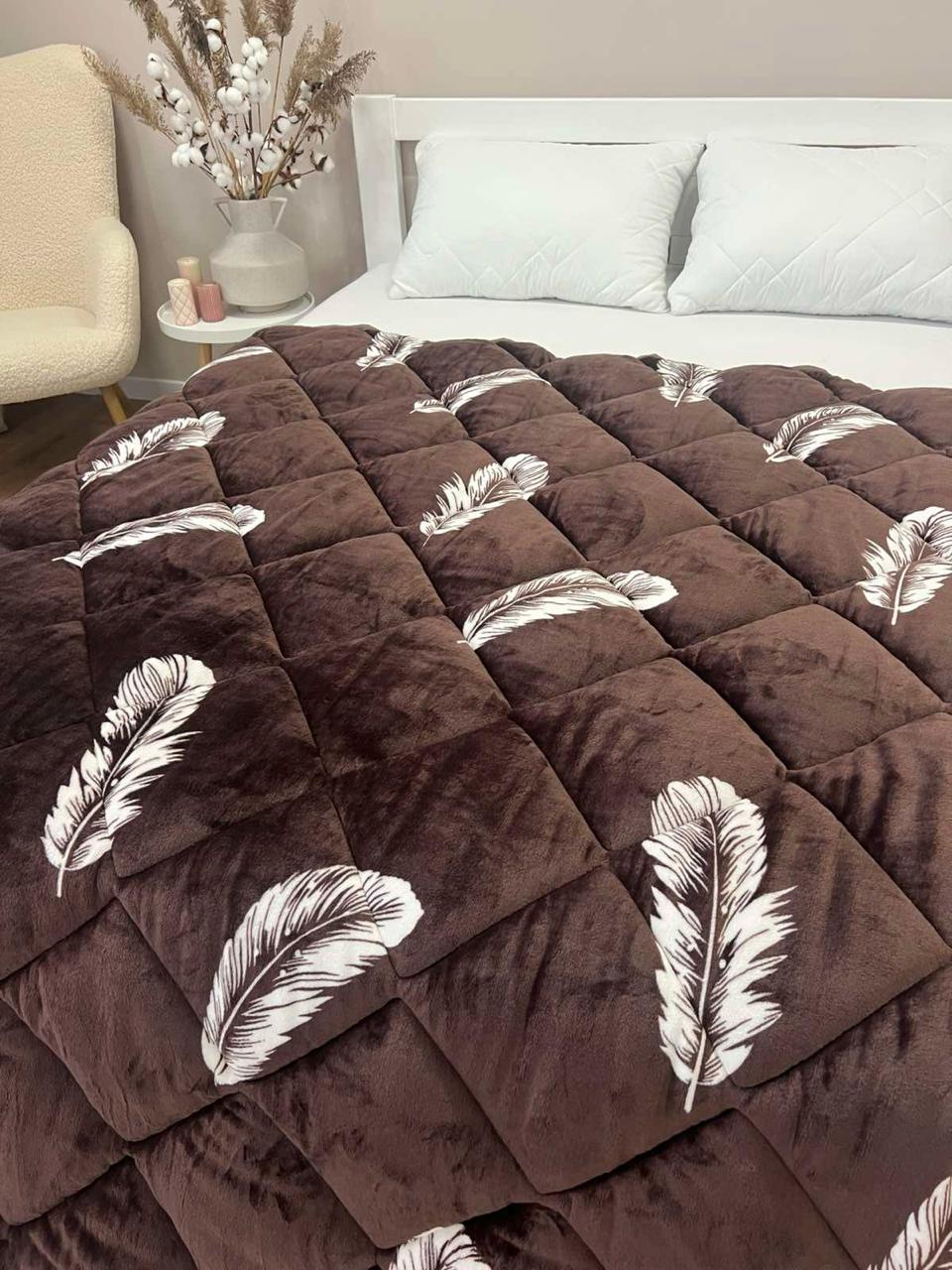 Ковдра з велюру та овчини 195x215 см Коричневий (28740623) - фото 5