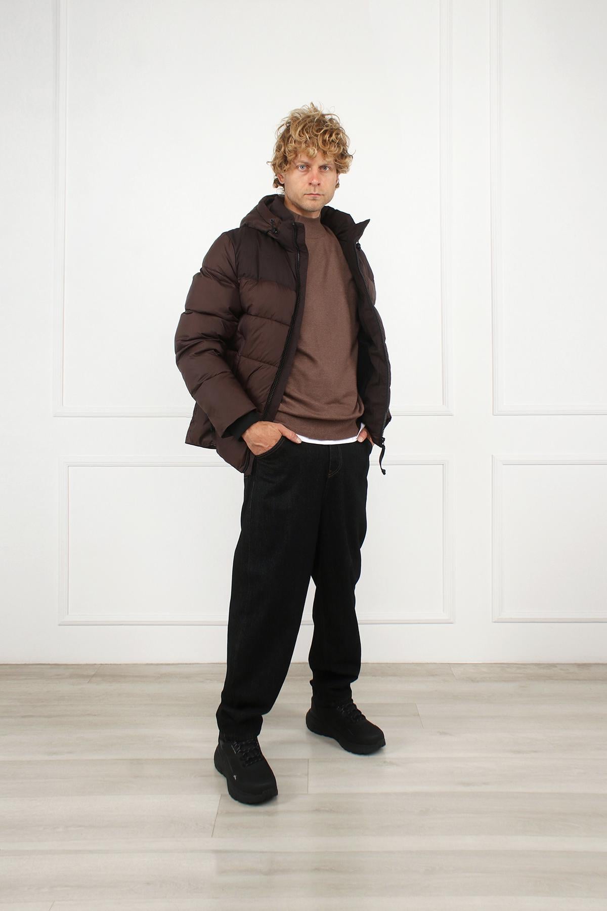Куртка коротка чоловіча Yuki ЦБ-00297631 р. 46 Темно-коричневий (SKT001321679)