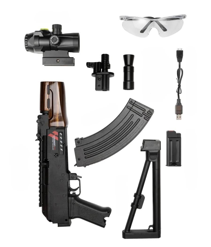 Автомат игрушечный Орбиган AK-74U на орбизах 70 см аккумуляторный и 10000 орбизов черный - фото 6