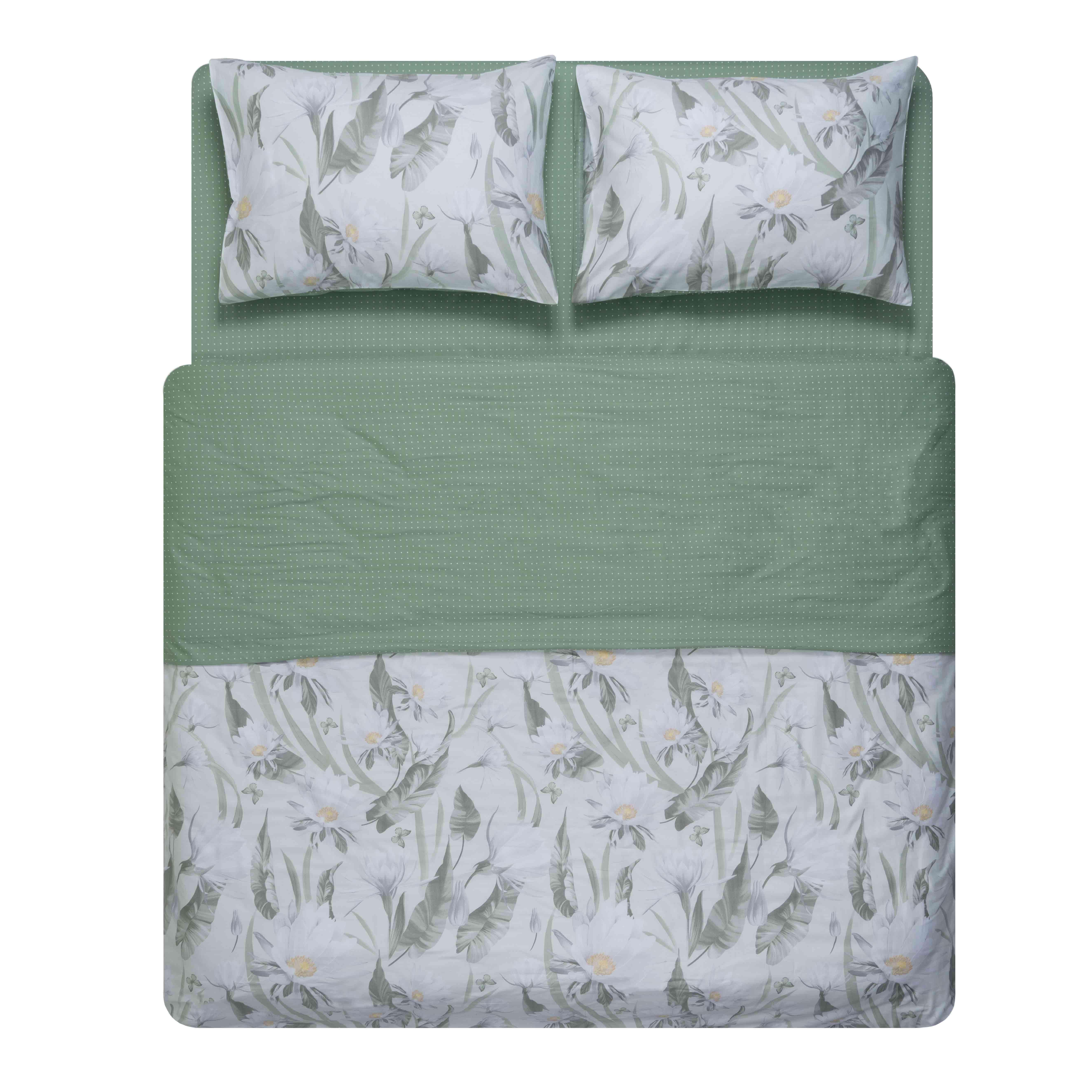 Комплект постельного белья Ardesto Gloria Цветы двуспальный 200х220 см Зеленый (ART2022GF)