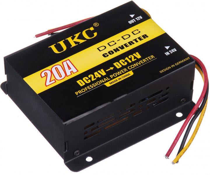 Автомобильный конвертер UKC DC/DC 24V-12V 20A до 240 Вт Черный