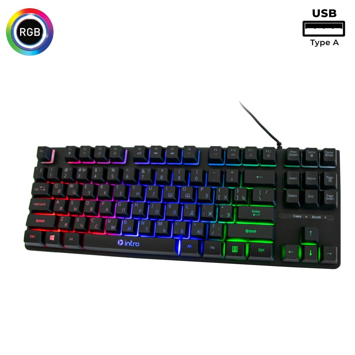 Клавиатура с подсветкой INTRO DX-750 RGB Черный (1010537-Black) - фото 3