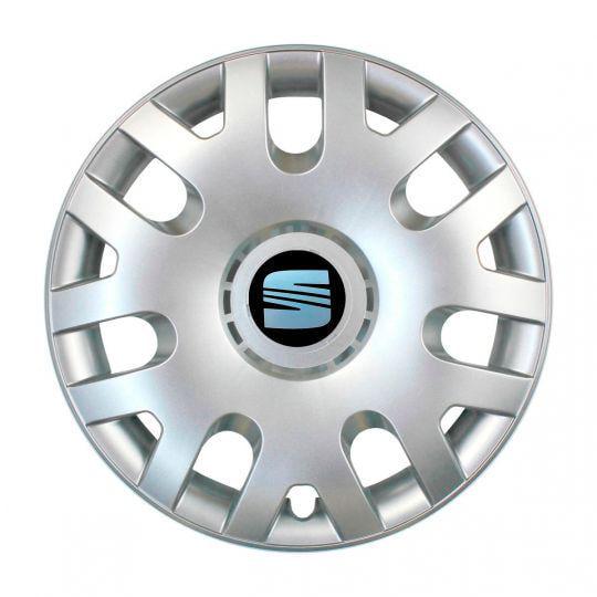 Ковпаки автомобільні SKS 204 R14 з логотипом Seat 4 шт. Сріблястий