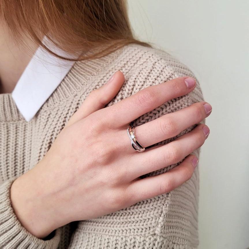 Каблучка із золотою пластиною з білими каменями срібло 925 проби золото 375 1,48 г р. 18,0 (1682к) - фото 2 Каблучка із золотою пластиною з білими каменями срібло 925 проби золото 375 1,48 г р. 18,0 (1682к) - фото 2