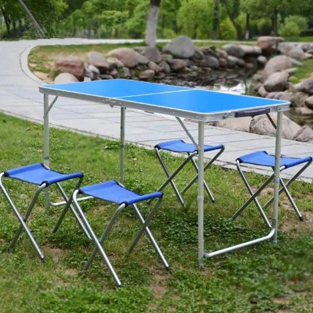 Туристический стол складной 120х60х70/55 см с 4 стульями до 10 кг алюминиевые Синий (opt-13659) Туристический стол складной 120х60х70/55 см с 4 стульями до 10 кг алюминиевые Синий (opt-13659)