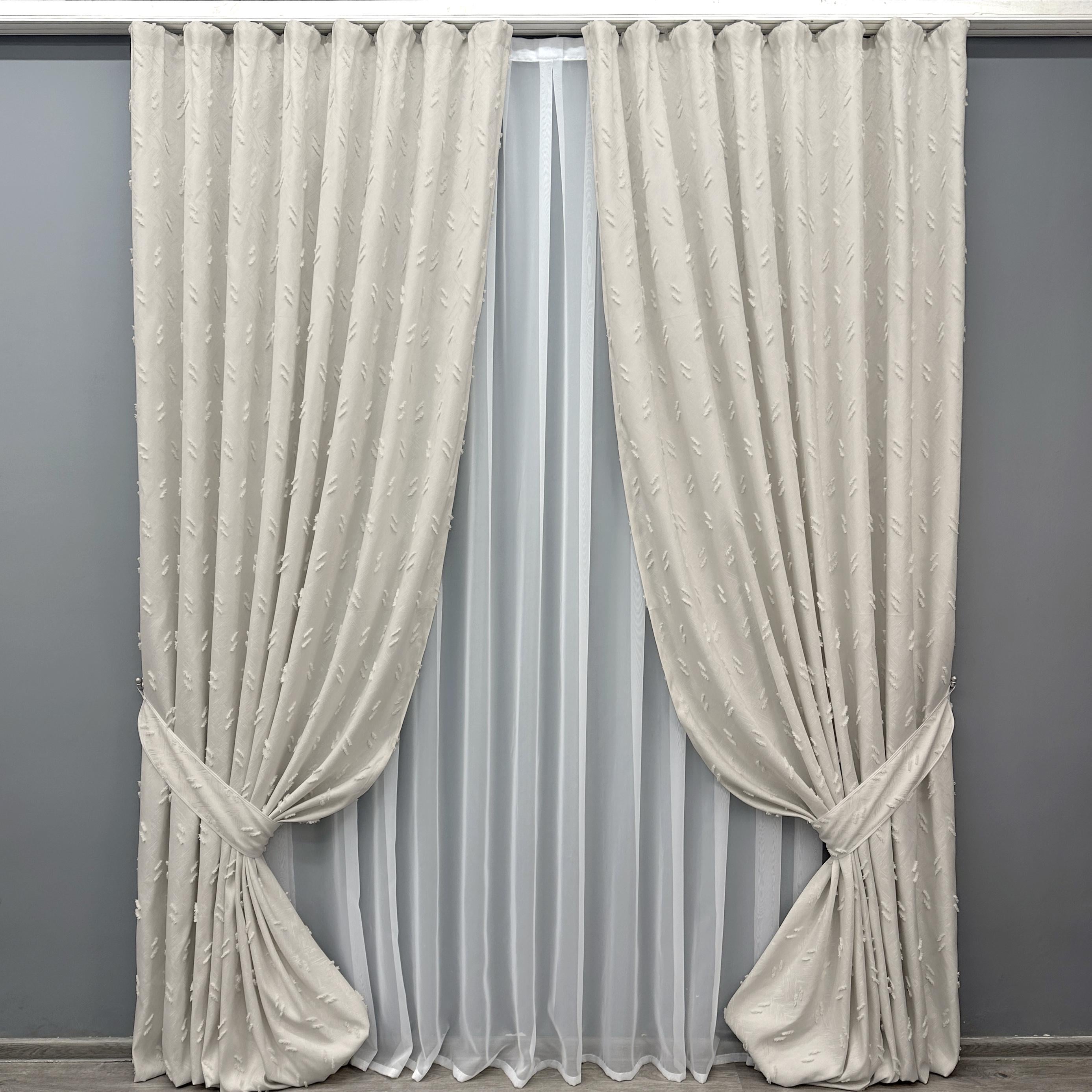 Комплект штор VR-Textil №1881ш Лен Букле 150х270 см 2 шт. Молочный (33-0905)