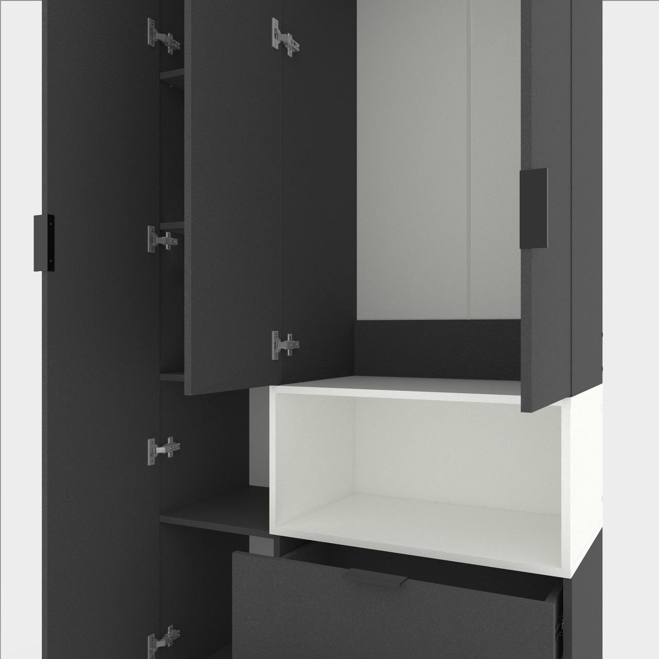 Шафа Metkas Home A002R ЛДСП 1000x420x2300 мм Антрацитовий/Білий Сніг - фото 4