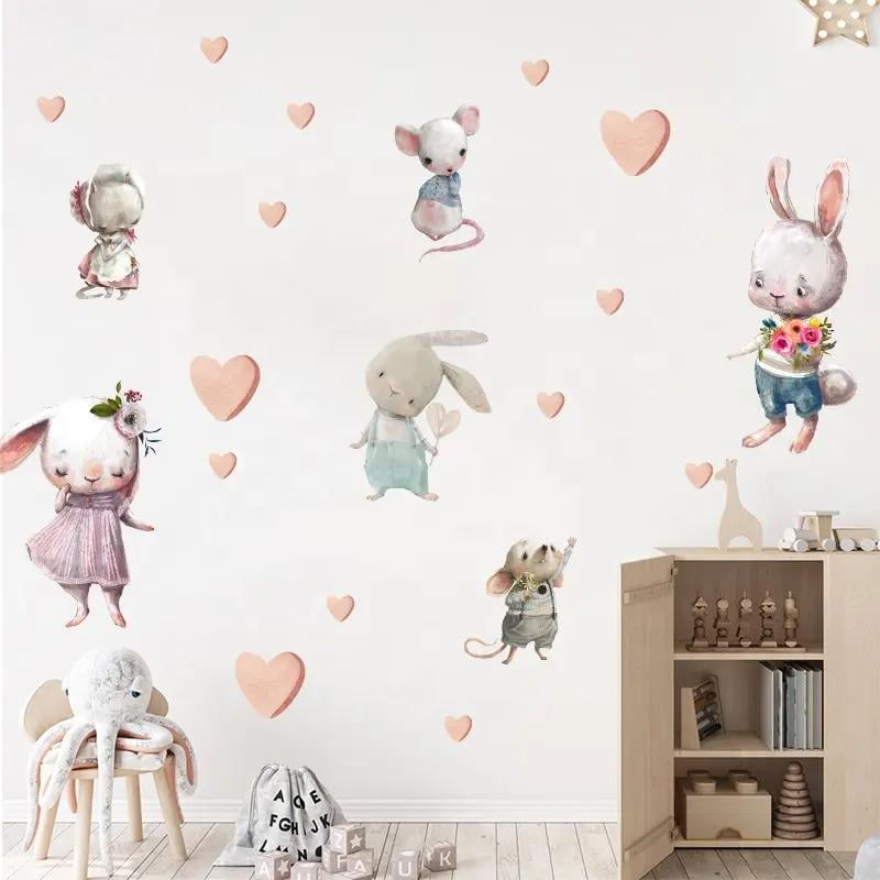 Набір вінілових наклейок Зайчики та мишенята декоративні в дитячу кімнату 2 полотна 30х90 см Набір вінілових наклейок Зайчики та мишенята декоративні в дитячу кімнату 2 полотна 30х90 см