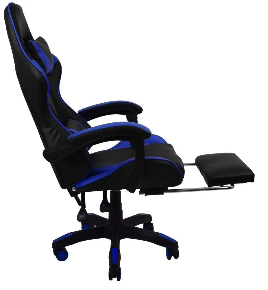 Крісло геймерське Bonro B-810 з підставкою для ніг та двома подушками до 120 кг Синій (132-76-42300047) - фото 3