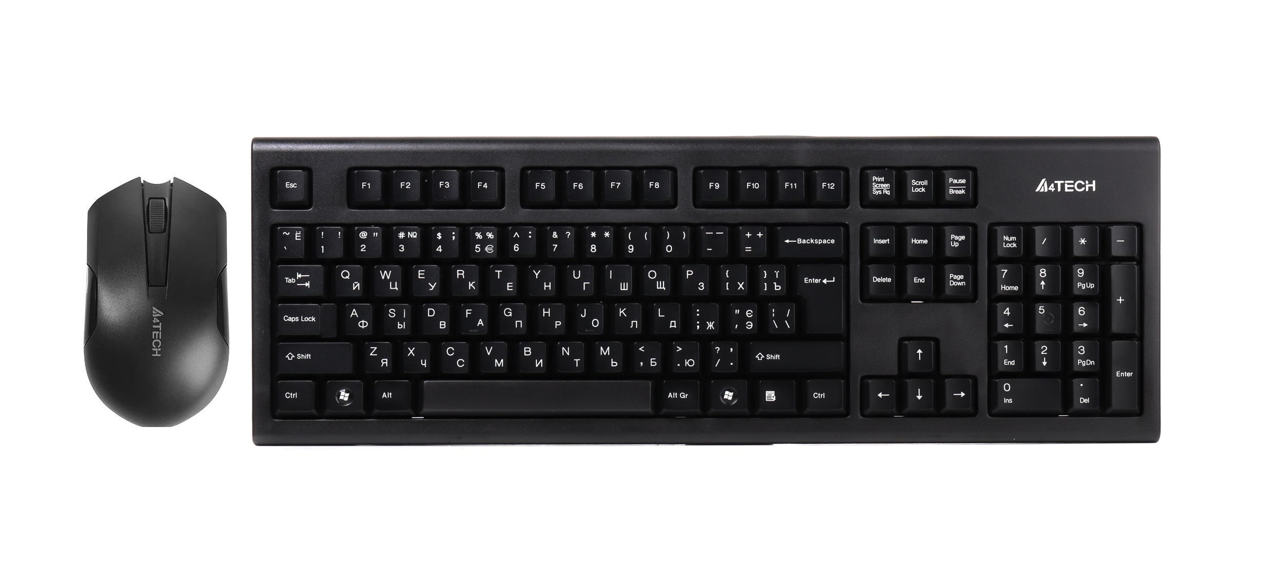 Комплект клавиатура и мышь беспроводной A4Tech 2,4 гГц 3000N Black (3000N GK-85+G3-200N)