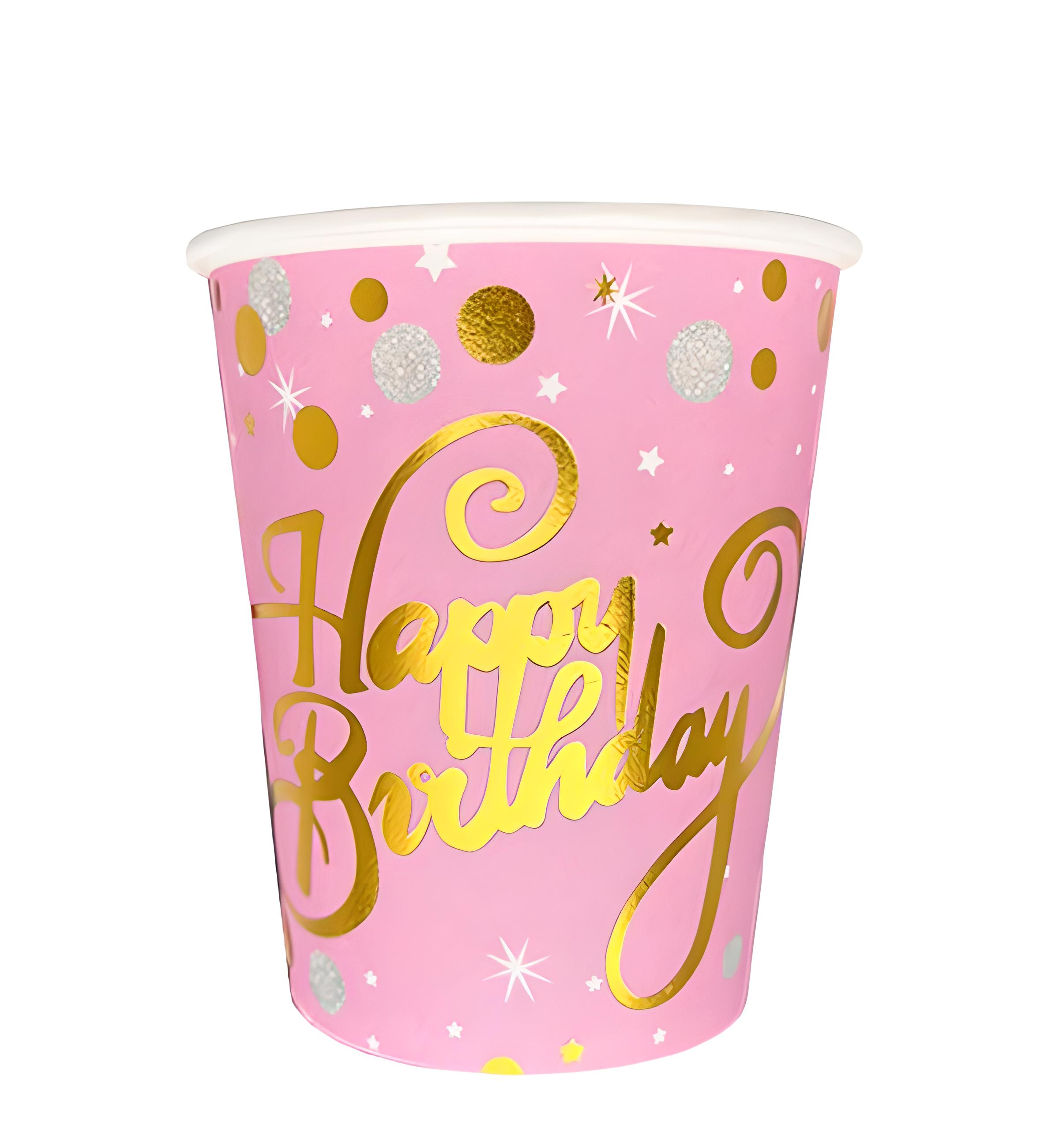Стаканы бумажные "Happy Birthday" 230 мл 10 шт. Розовый (10886484)