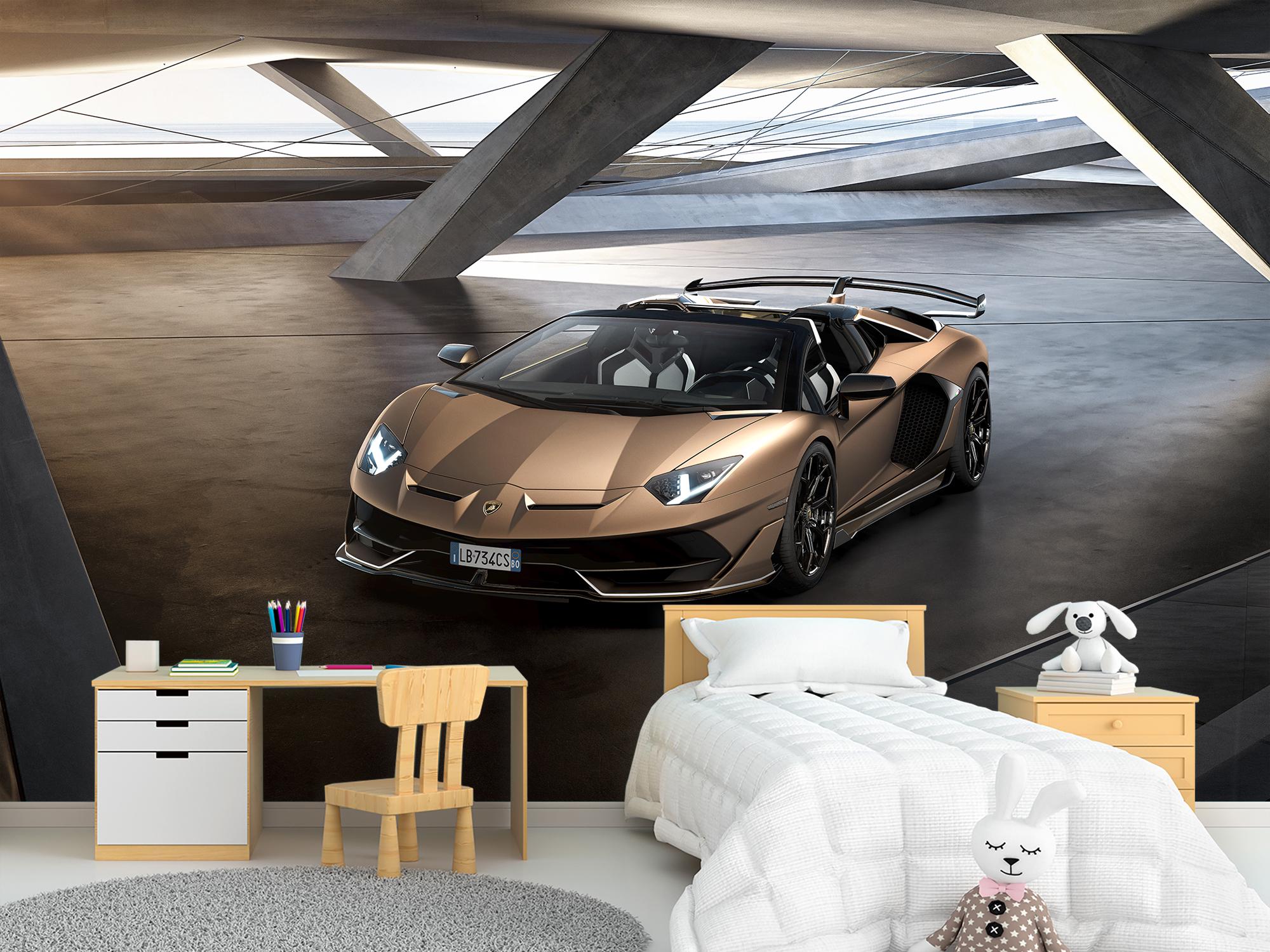 Фотообои флизелиновые 3д Lamborghini Aventador Gold 230х345 см (S5CAR-018/6)
