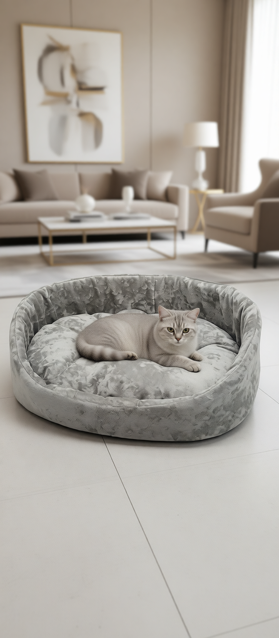 Лежак для собак і котів Малібу №2 370х490х135 мм Молочний