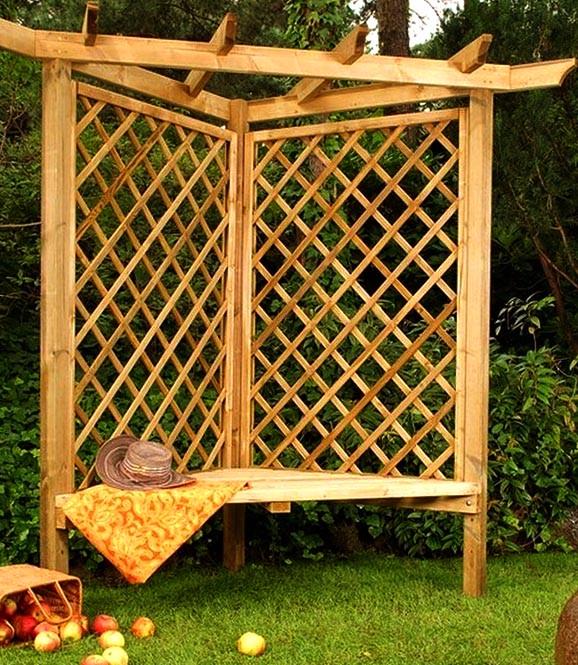 Пергола з лавкою з дерева Верета Ваніль (ПЕМ-001102)