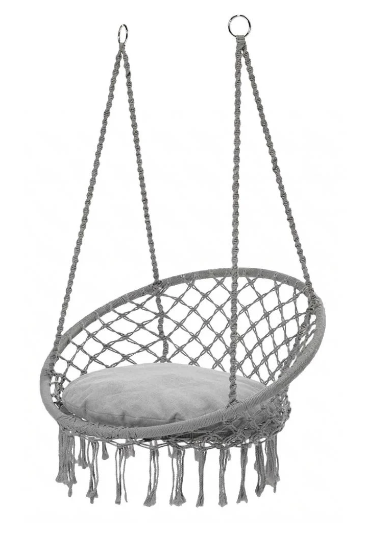 Садовое кресло-качалка с подушкой LEOBRO Boho XL 80 см нагрузкой до 150 кг Grey (LB-1107)