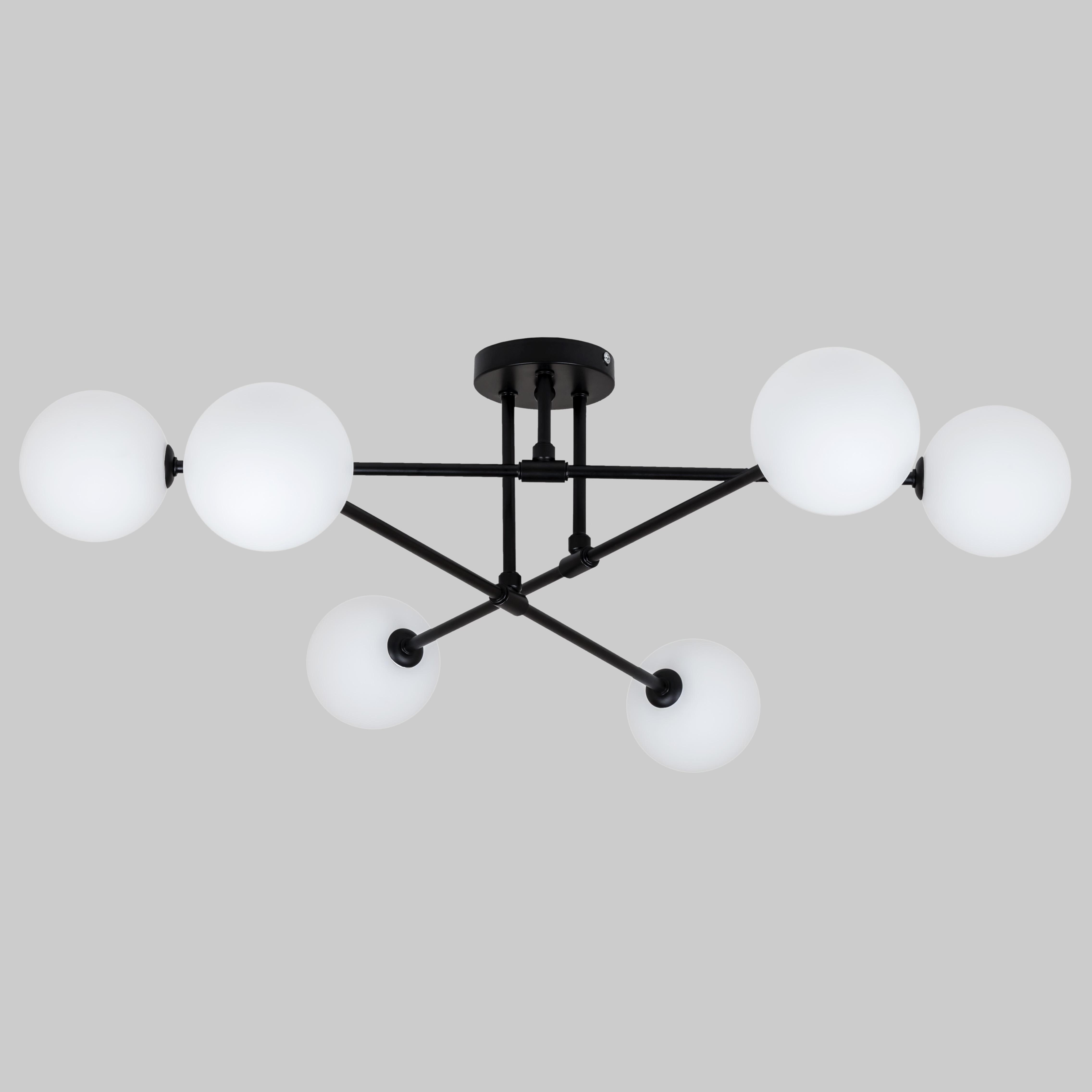 Люстра современная на 6 ламп Черный (52-X100F-6 BK+WH)
