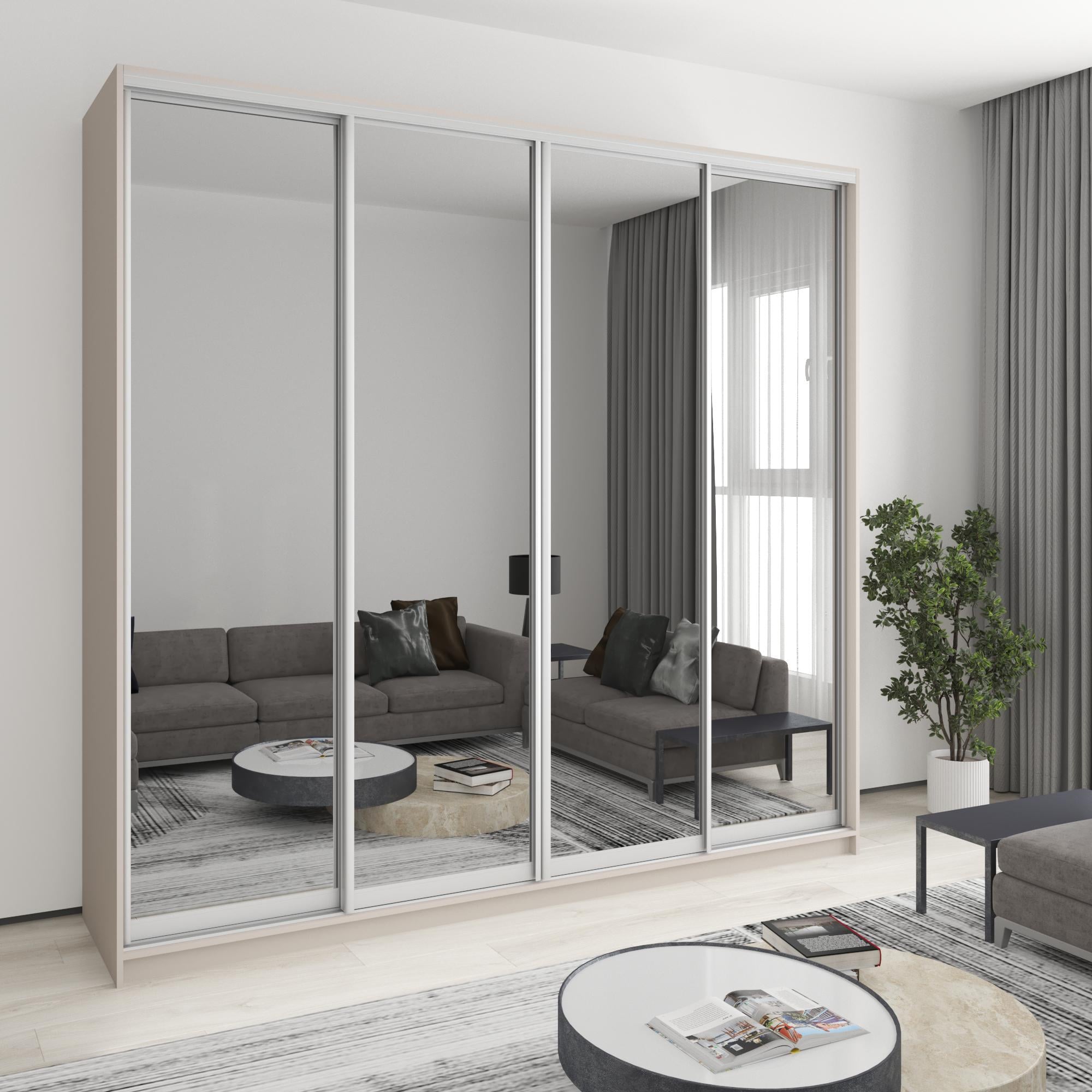 Шкаф-купе четырехдверный MebelStar Комбо AL 4 зеркала 250x45x240 см Кашемир (MBS-13426)
