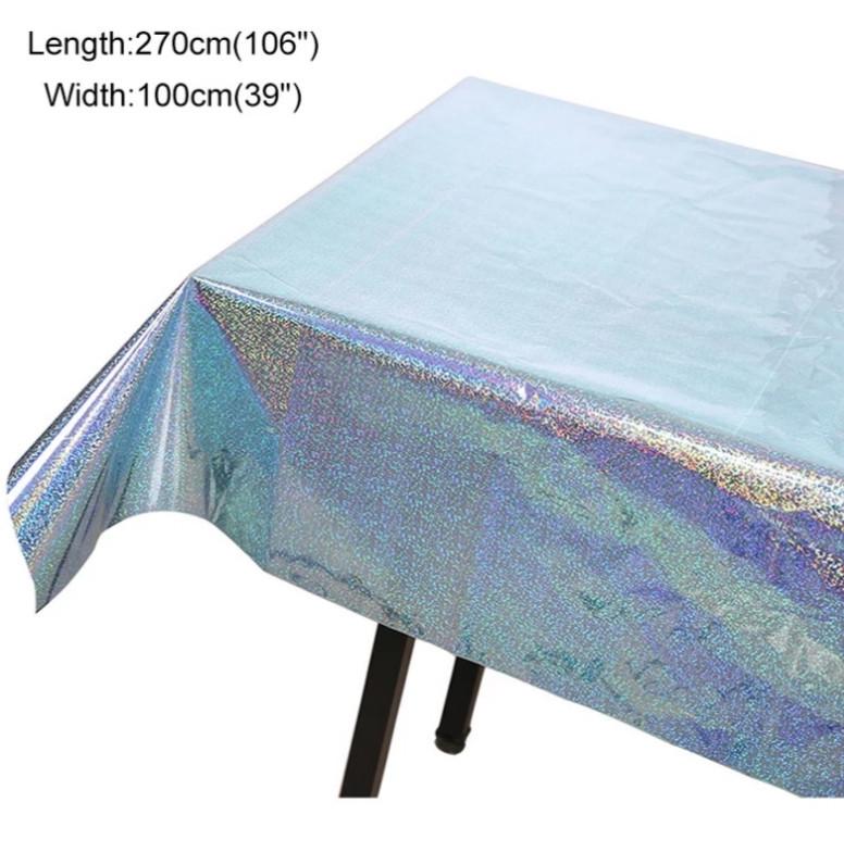Скатерть клеенка из фольги с голограммой 270x100 см Голубой (18256/7) - фото 2
