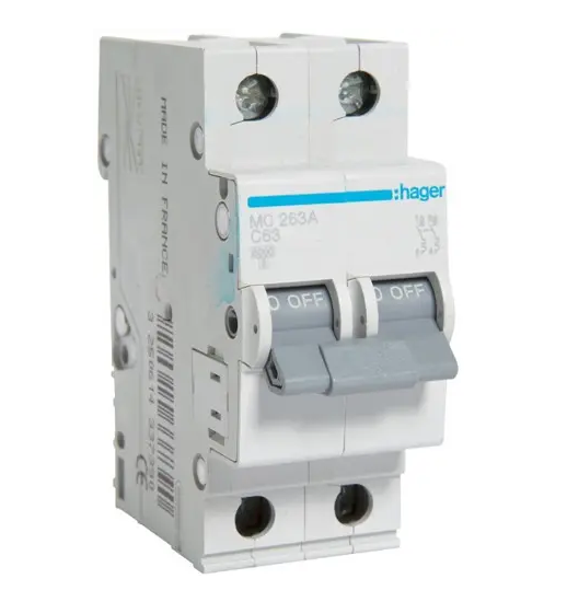 Выключатель автоматический Hager 63A 6кА 2p C-63a (27384448)