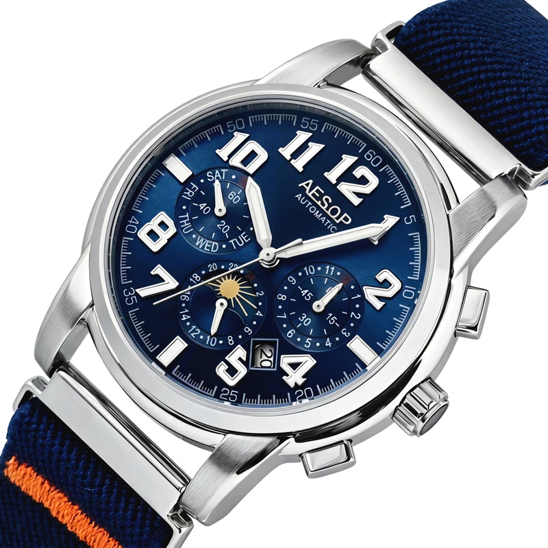 Годинник чоловічий механічний Aesop Indigo 2 ремінці Blue (37558)