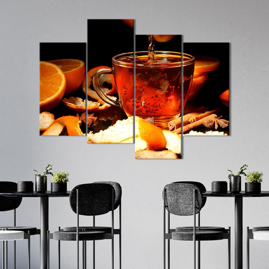 Настінний декор Чорний чай із цитрусовим ароматом 129x90 см (A326-4)
