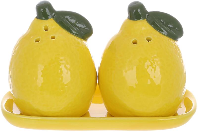 Набор специалистов Fruits Lemon солонка/перечница на керамической подставке