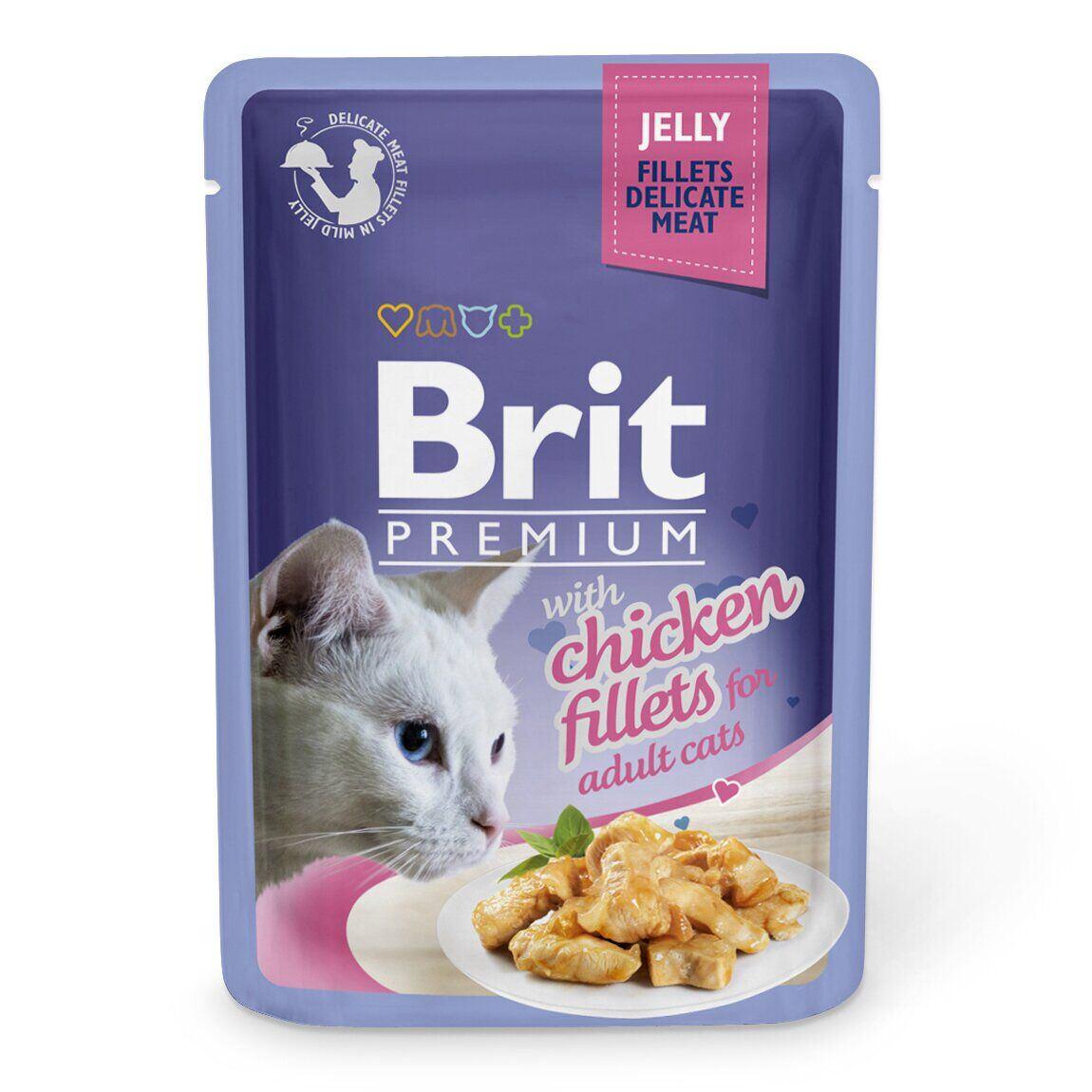Корм влажный Brit Premium Cat Chicken Fillets Jelly pouch для кошек филе курицы в желе 85 г (111240/463)