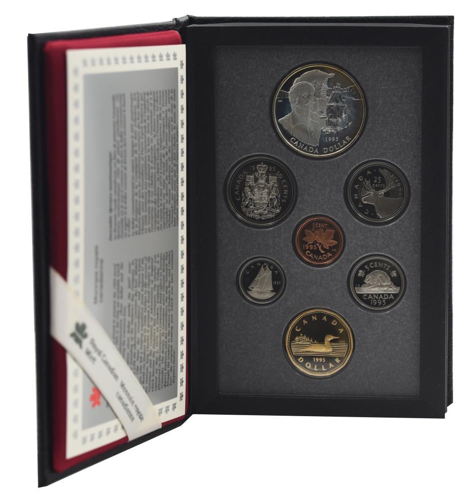 Коллекционные монеты Канада набор из 7 монет 1995 Proof 1/5/10/25/50 центов 1/1 серебро доллар (М23906)