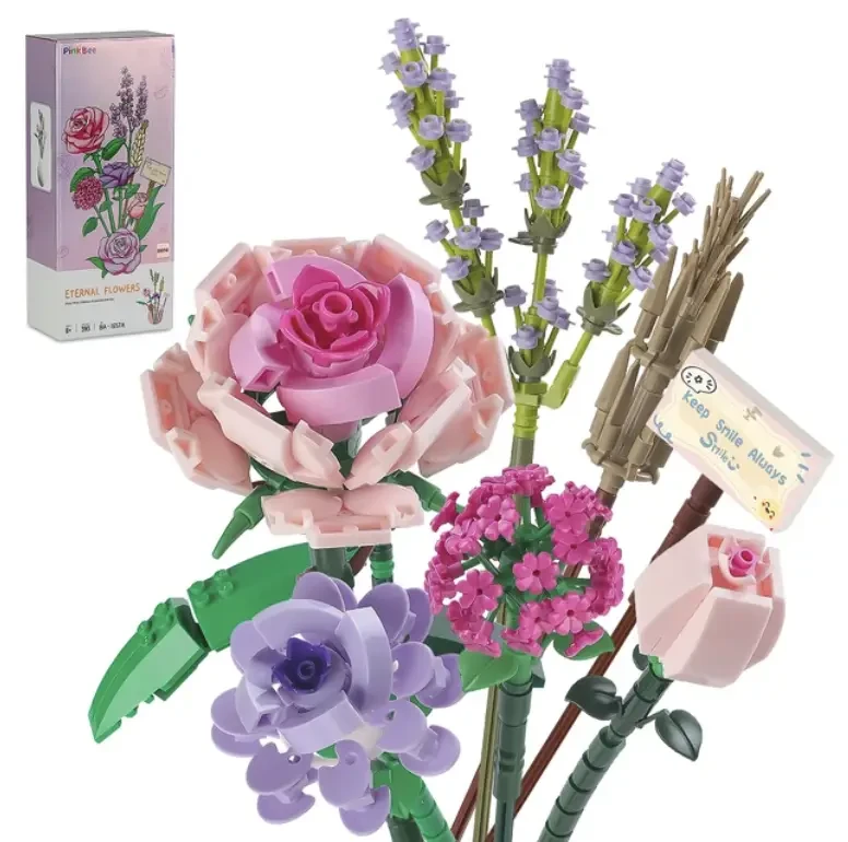 Конструктор букет цветов из розы/лаванды и камелии 393 дет. - фото 5