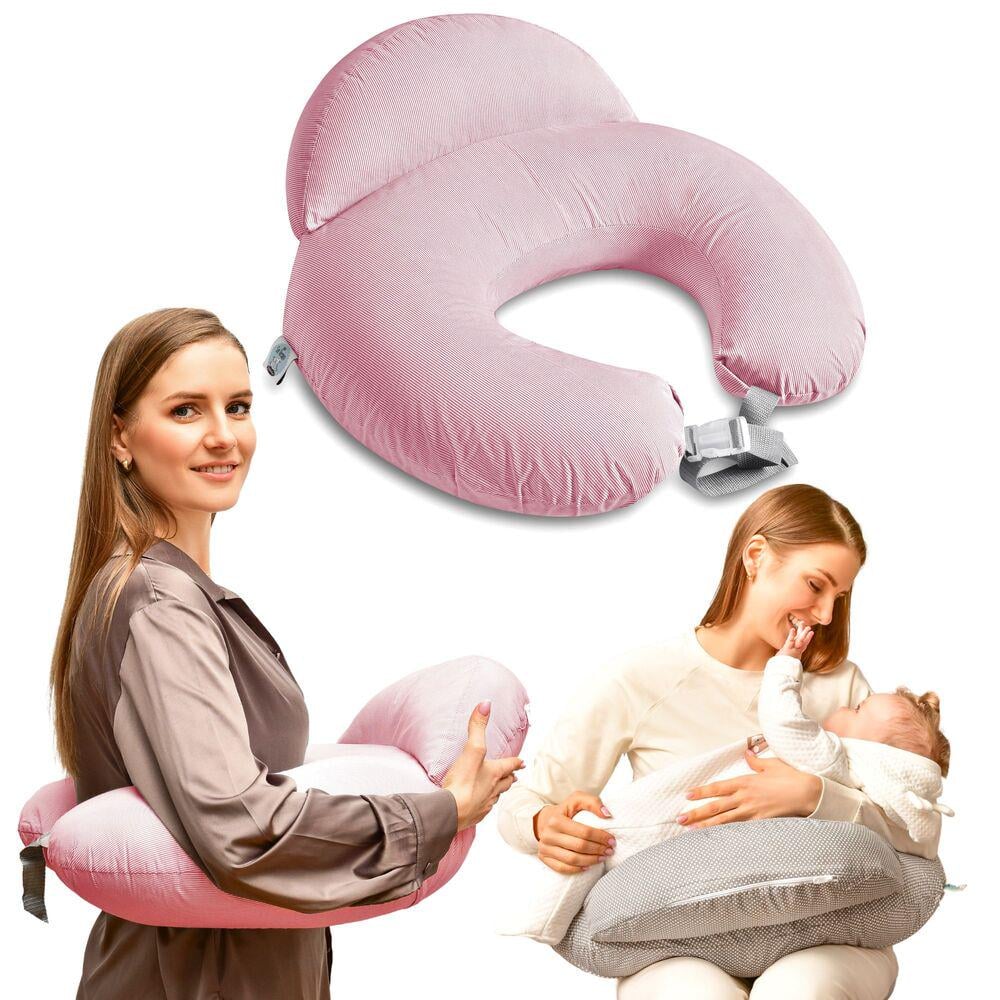 Подушка для кормления Диванчик Полоска антиаллергенное волокно с молнией 60х70х16 см Пудровый (25966) - фото 8