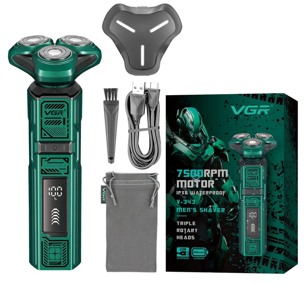 Электробритва VGR V-343 с LED-дисплеем Зеленый (38808082)