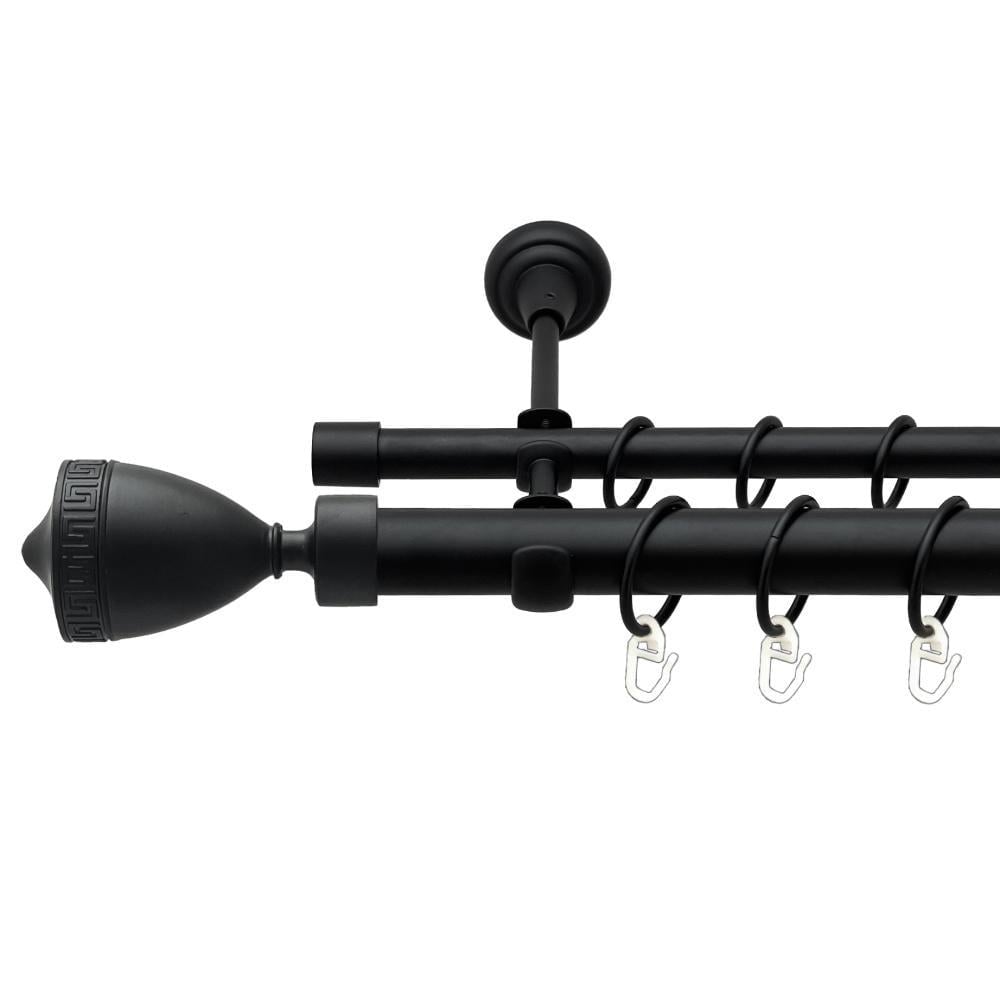 Карниз металлический Orvit Афина двухрядный открытый/гладкая труба/кольцо металлическое Черный Бархат 25/16 мм 300 см (00-00024507)