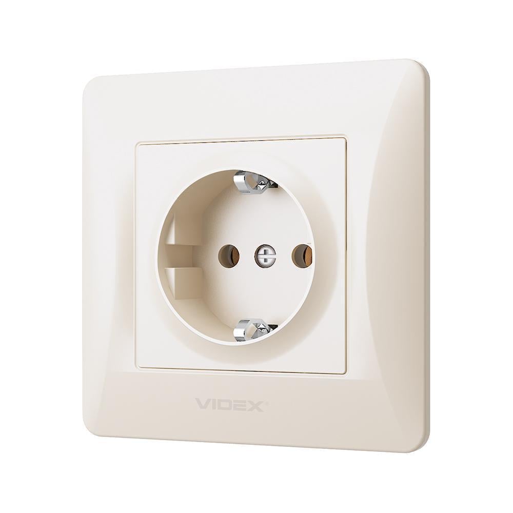 Розетка Vіdeх Bіnerа одинарная с заземлением Кремовый (22551081)
