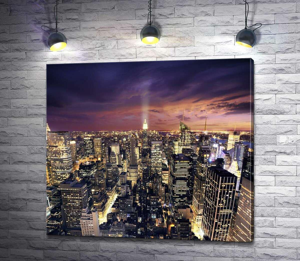 Картина ArtPoster С высоты небоскребов: ночной свет домов Мидтауна (Midtown) 100x91 см Модуль №1 (000899)
