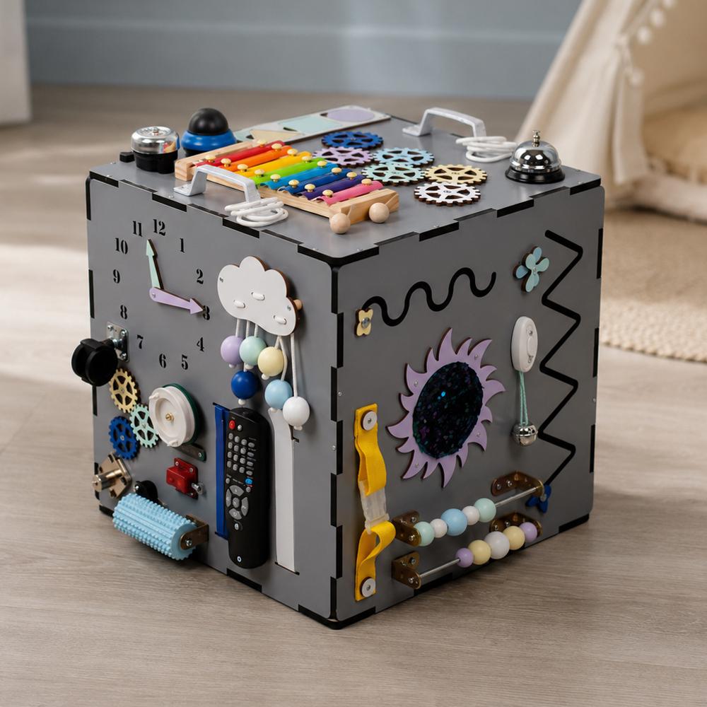 Бизикуб Гига для детей 40x40 см 50 эл. Графитовый