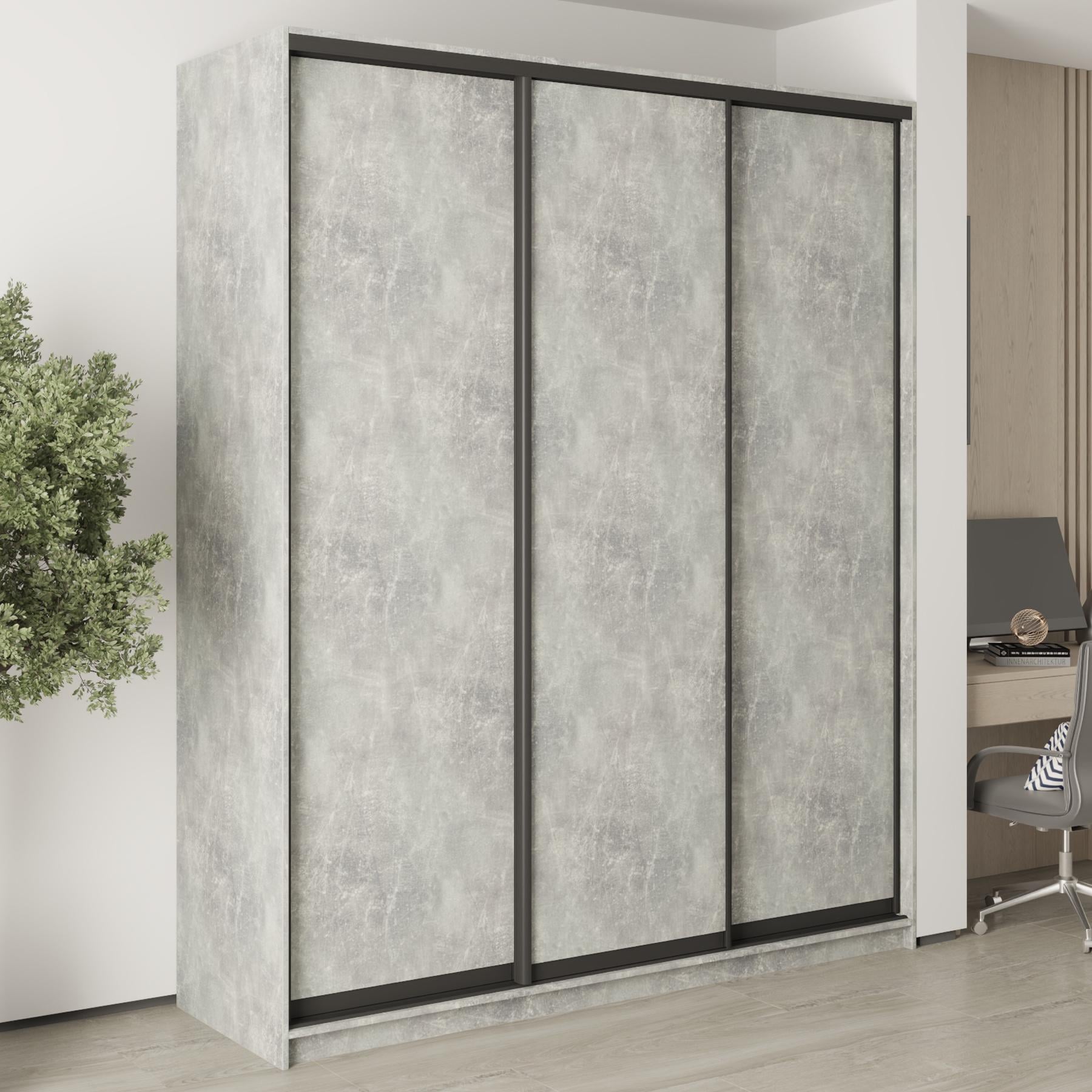 Шкаф-купе трехдверный MebelStar Стандарт BG 3ДСП 200x45x240 см Бетон (MBS-8594)