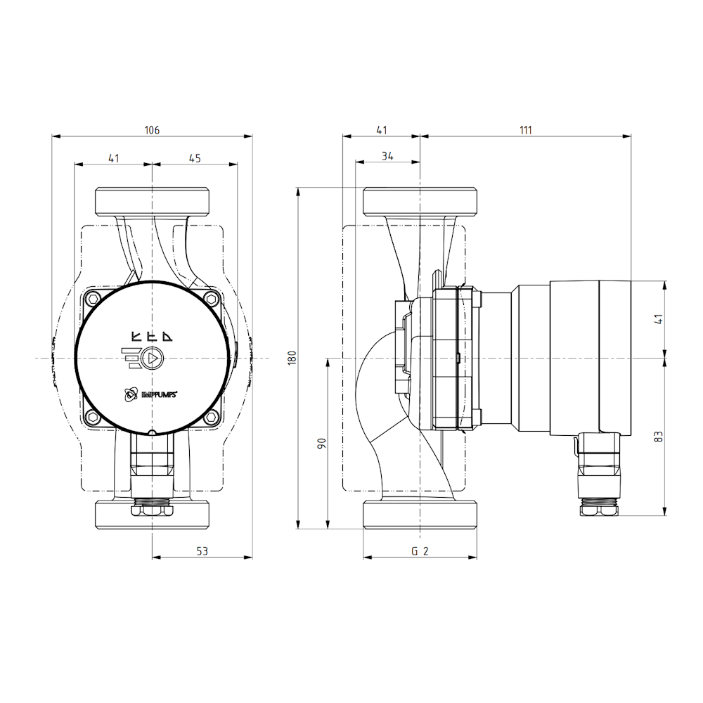 Циркуляційний насос IMP Pumps NMT MINI 32/100 180 мм (AKV-979527687) - фото 2 Циркуляційний насос IMP Pumps NMT MINI 32/100 180 мм (AKV-979527687) - фото 2